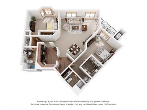 Floor plan for 2 beds, 2 baths, 1225 sqft